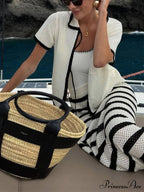 Eyelet Striped Graceful Midi Skirt image 1