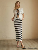 Eyelet Striped Graceful Midi Skirt image 3