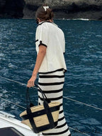 Eyelet Striped Graceful Midi Skirt image 2