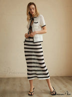 Eyelet Striped Graceful Midi Skirt image 5