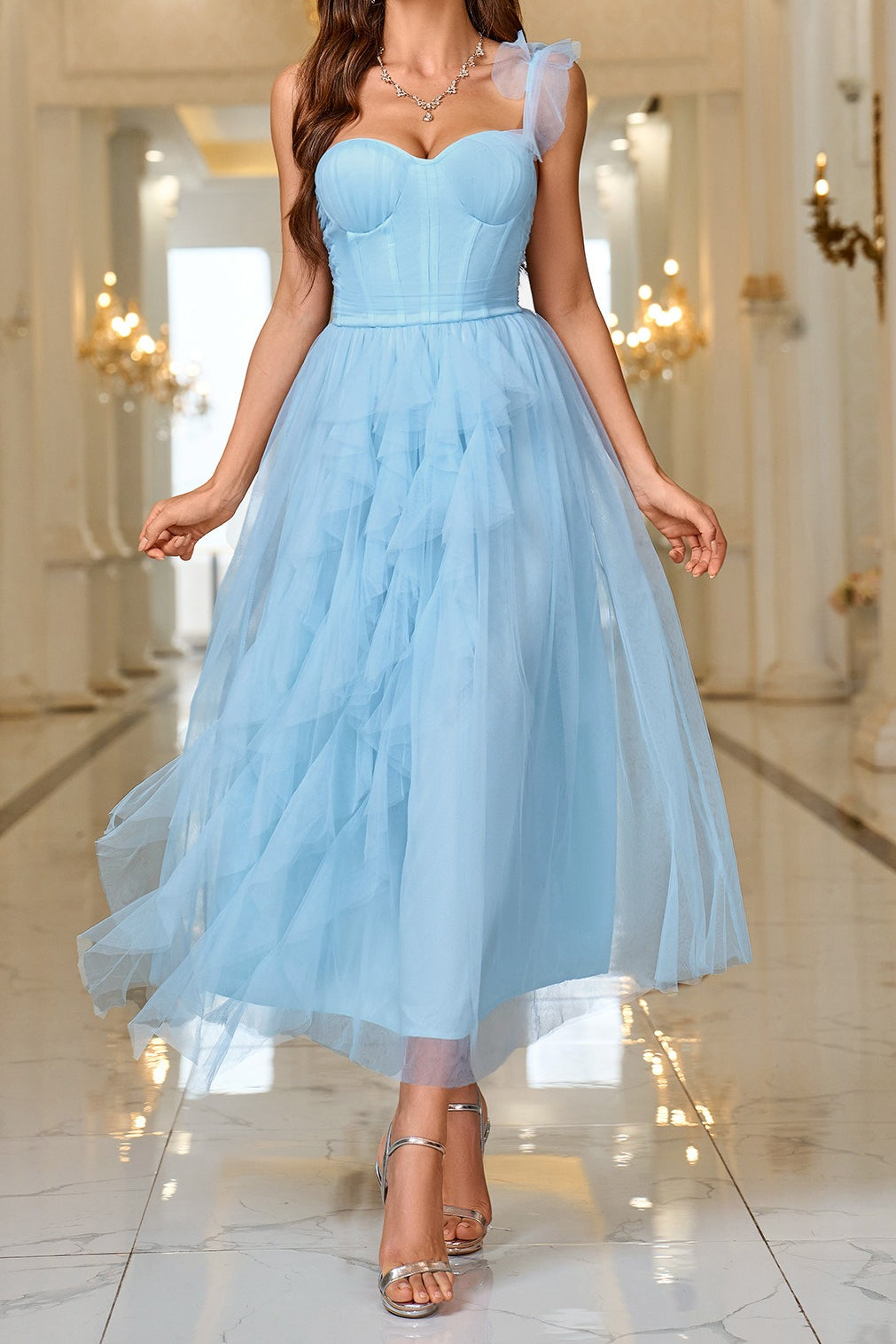 Layered Sheer Panel Sleeveless Cocktail Dress image 1