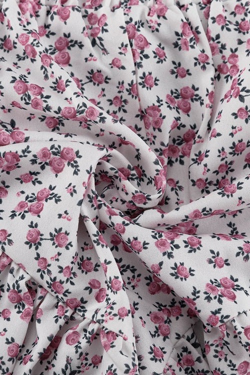 Long Sleeve Floral Collar Flip Shirt Ruffled Shorts Two Piece Set image 5