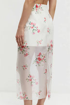 Elegant Floral See Through Split Skirt image 3