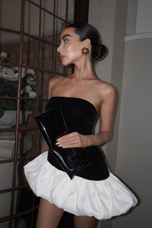 Fall Chic Elegant Strapless Peplum Mini Party Dress image 1