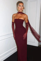 Strapless Backless Tie Waist Bodycon Maxi Dress image 3
