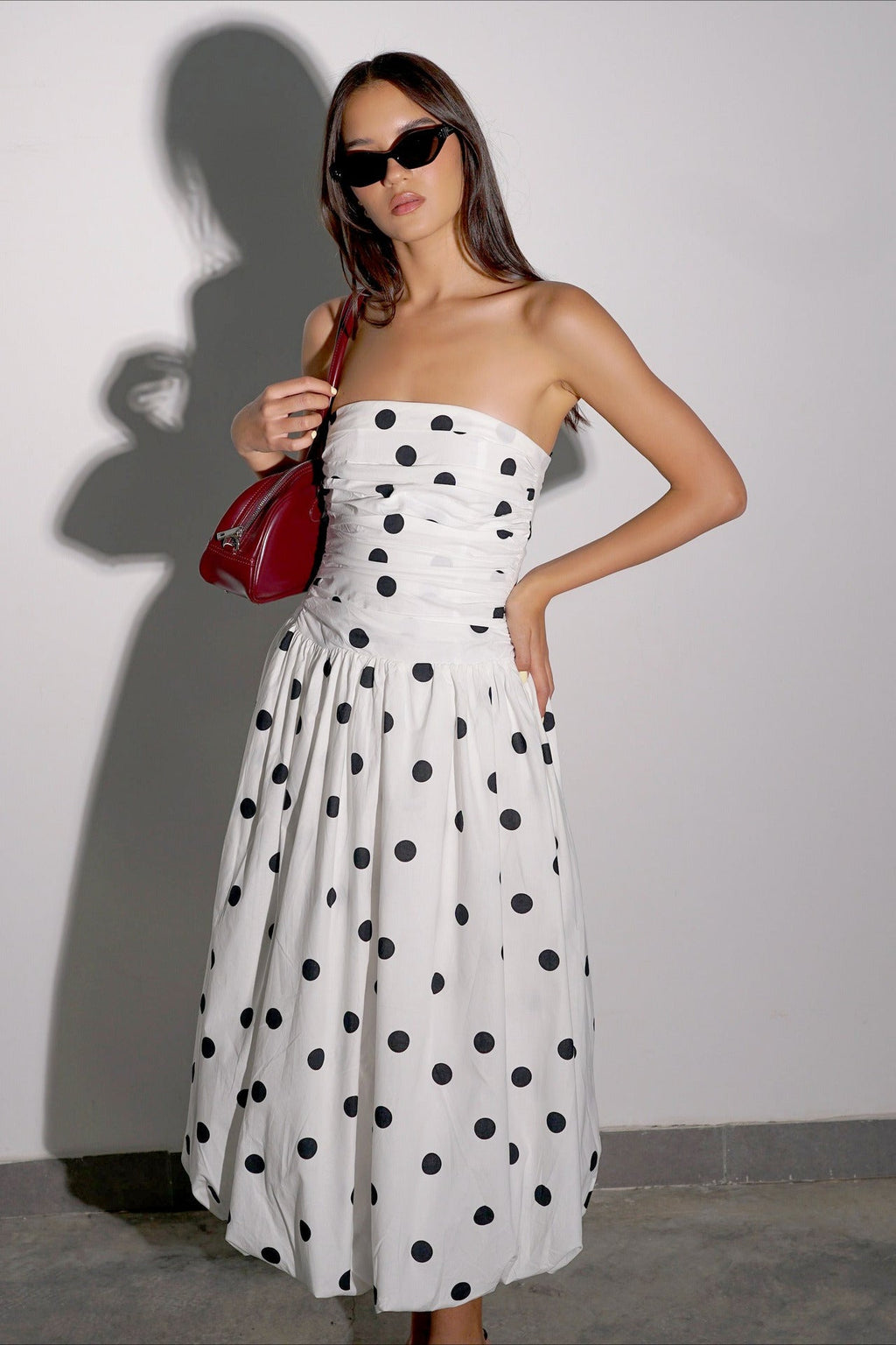 Elegant Polka Dot Strapless Bodycon Maxi Dress image 4