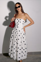 Elegant Polka Dot Strapless Bodycon Maxi Dress image 4
