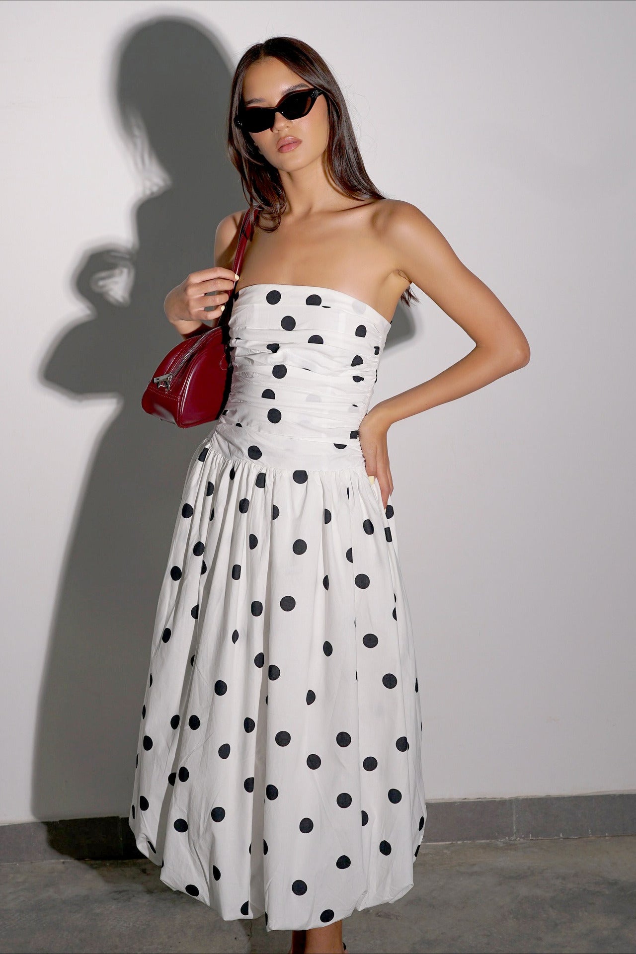 Elegant Polka Dot Strapless Bodycon Maxi Dress image 4
