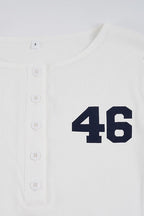 Number Print Button Long Sleeve T-shirt image 5