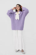 French-Style Bow Sequin Soft Luxe Lazy-Style Loose Knit Sweater image 1