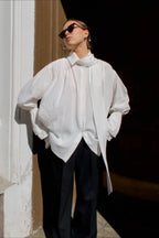 Crepe Tie Front Loose Fit Blouse image 1