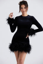 Knit Fuzzy Cuff Hem Cocktail Dress image 1