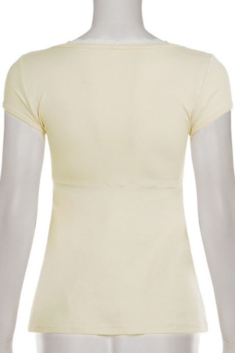 Lace Ruffle Pleated Button Blouse image 6