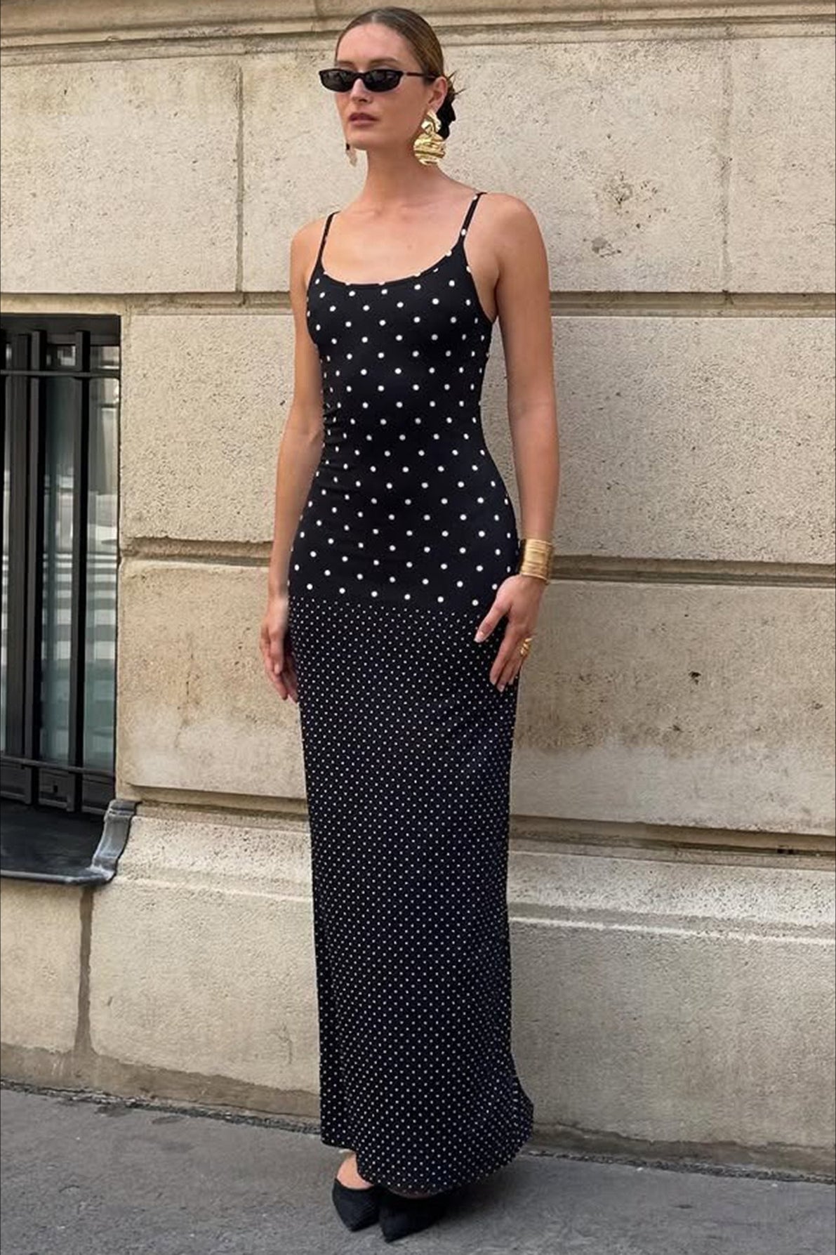 Polka Dot Cami Bodycon Slim Maxi Dress image 3