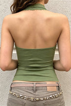 Vintage Floral Print Lace Halter Top image 5