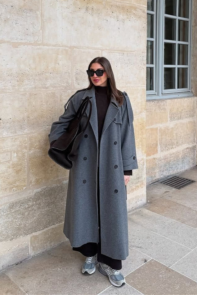 Solid Color Longline Elegant Long Sleeve  Overcoat image 1
