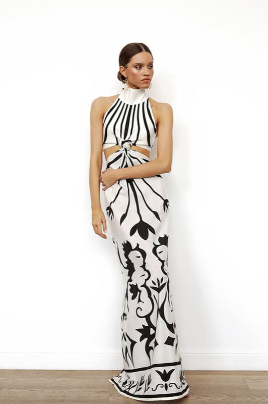 Sleeveless Print Cutout Slim Fit Maxi Dress image 2