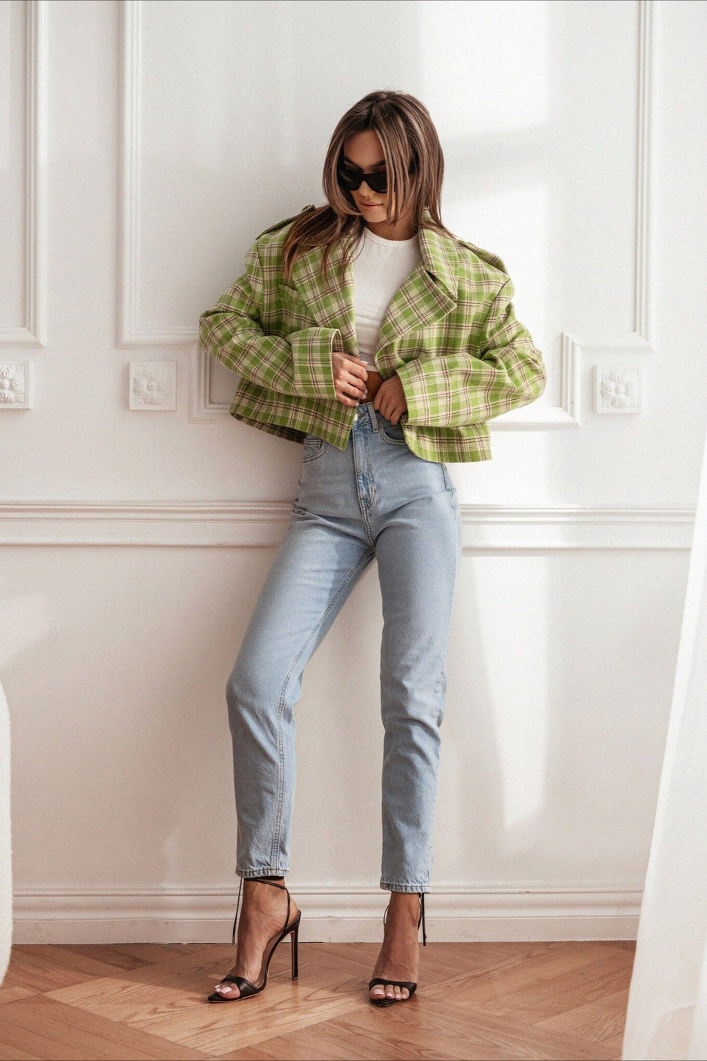 Plaid Wool Blend Blazer Coat image 3