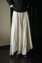 Elegant Irregular Draped Polka Dot Maxi Skirt image 2