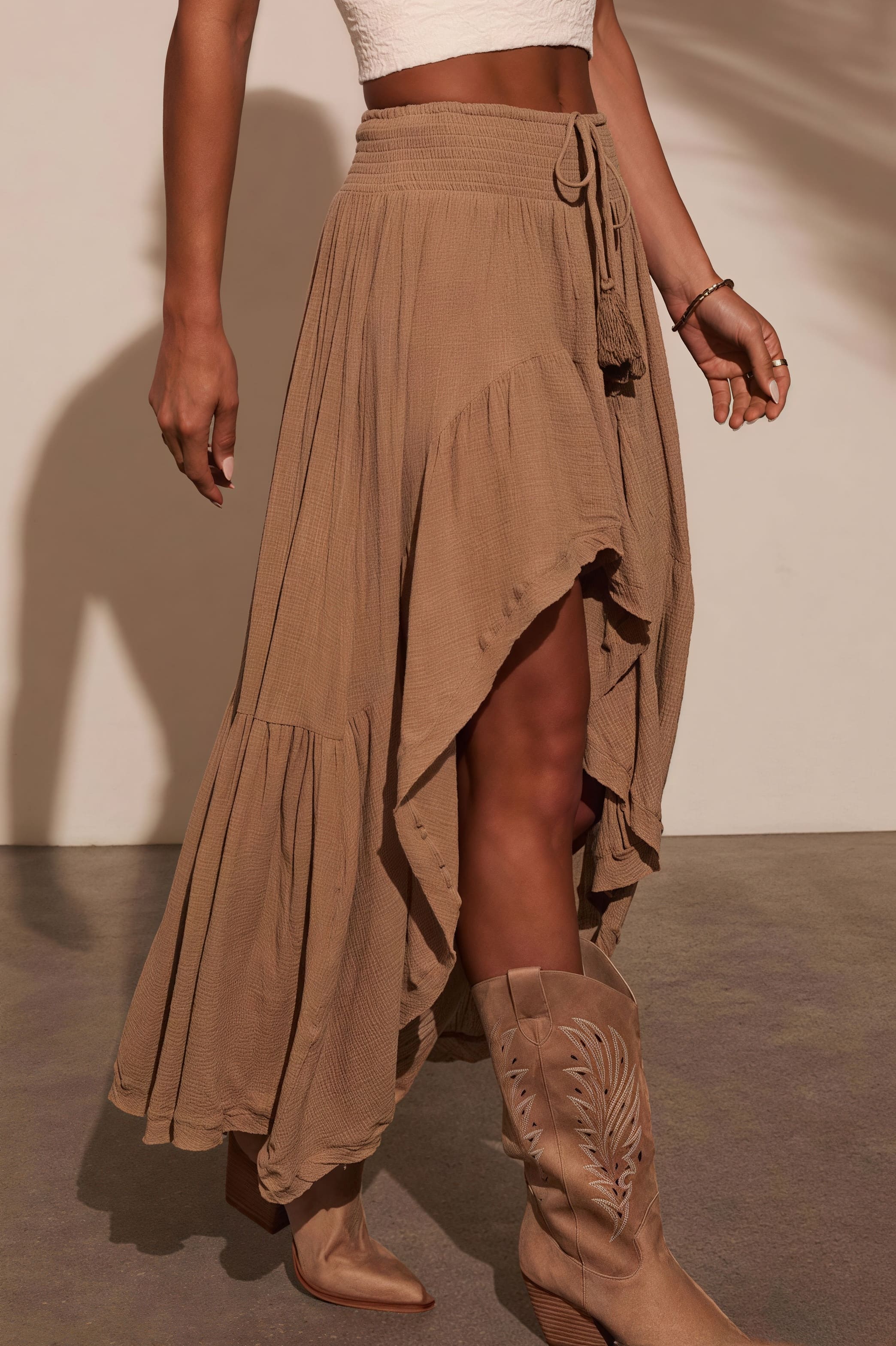 Elastic Waist Asymmetric Casual Skirt image 6