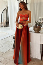 Twist Knit Hollow Shoulder Strapless Bodycon Maxi Dress image 2
