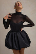 Mesh Bubble Hem Slim Elegant Socialite Mini Dress image 1