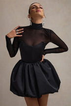 Mesh Bubble Hem Slim Elegant Socialite Mini Dress image 1