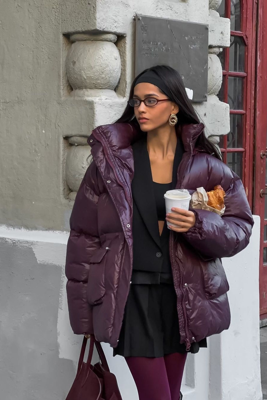 Solid Color Zipped Hooded Puffer Jacket image 1