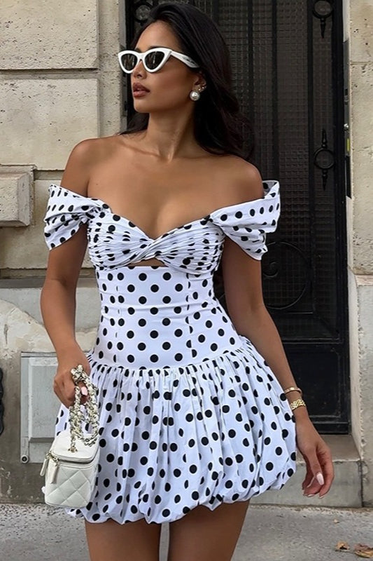 Sexy Polka Dot Hollow Out Mini Dress image 1