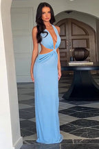 Backless Bodycon Waist Cinching Maxi Dress image 2