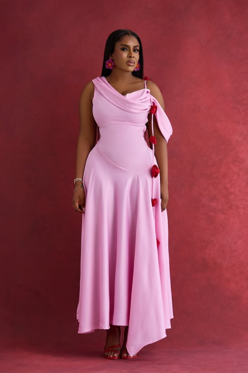 Solid Asymmetrical Shoulder Cowl Neck Cami Maxi Dress image 5