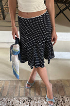 Sexy Polka Dot Ruffle Trim Bodycon Midi Skirt image 1