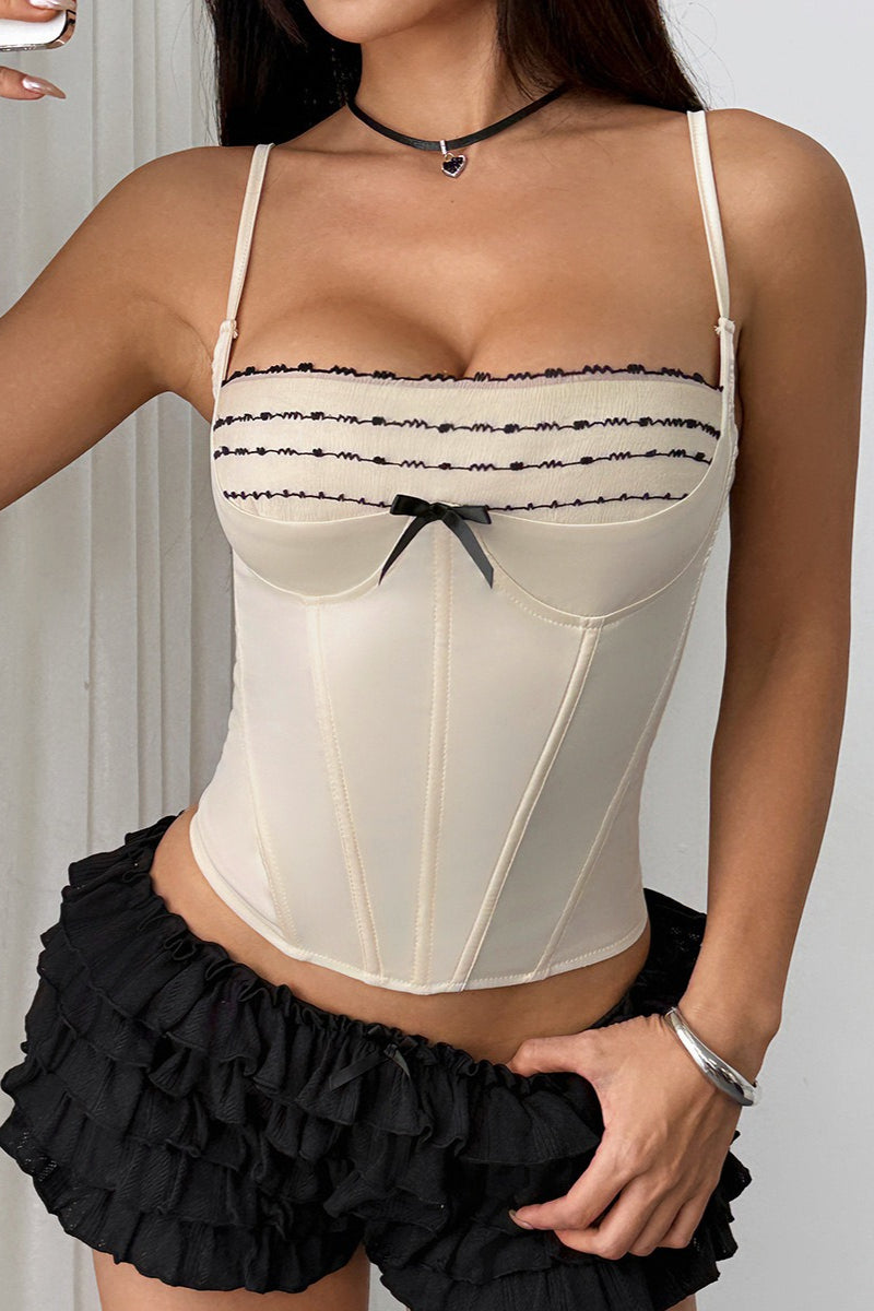 Tie Slim Lace Bow Bone Corset Cami Top image 3