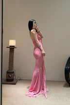 3D Rose Flowy Spaghetti Strap Backless Maxi Dress image 5
