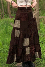 Print Velvet A-Line Skirt image 3