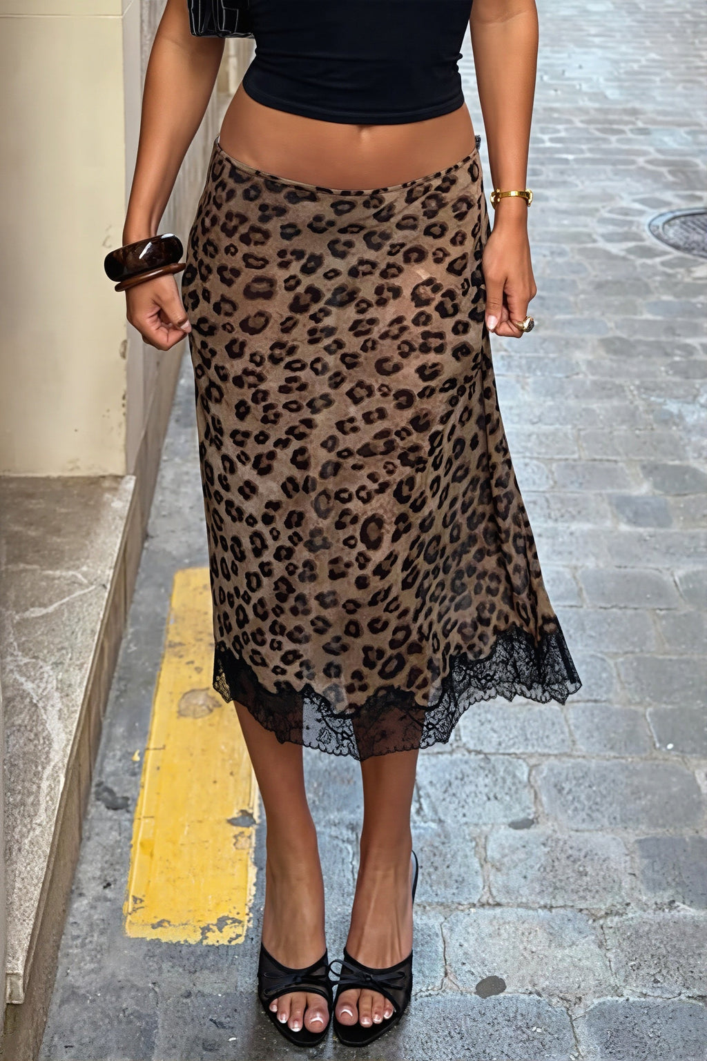 Low Waist Leopard Lace Mesh Skirt image 1