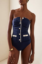 Elegant Navy Style One Piece Swimwear image 3