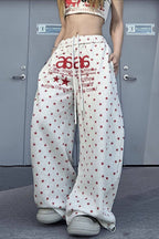 Star Letter Embroidered Cotton Baggy Sweat Pants image 3