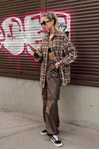 Vintage Plaid Long  Blouse image 5