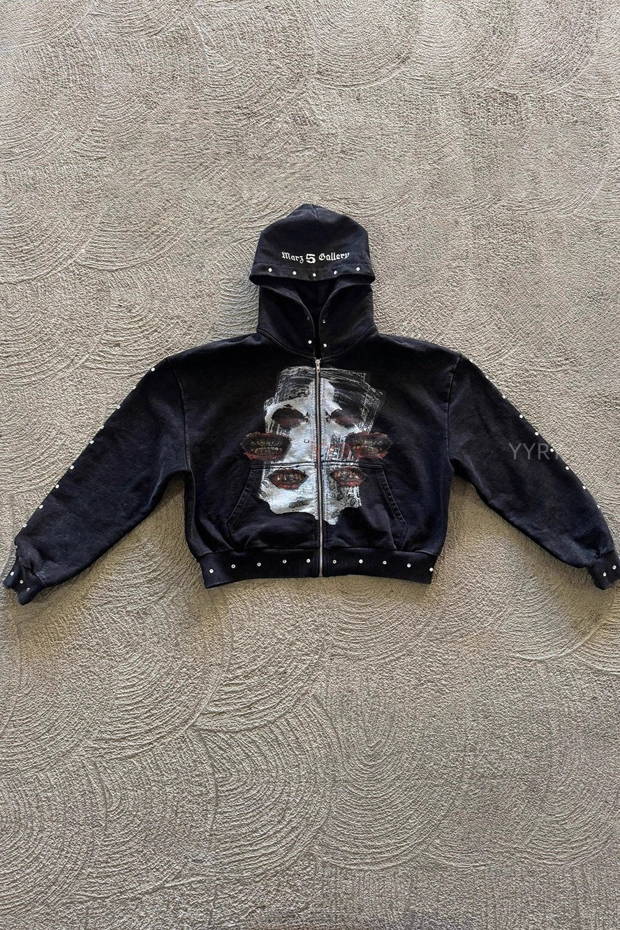 Street Style Rhinestone Print Hoodie image 3