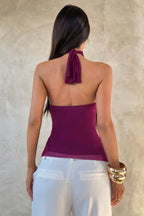 Chic Solid Ruffle Slim Halter Top image 4