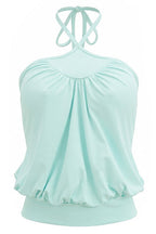 Mint Cross Ruched Casual Halter Top image 5