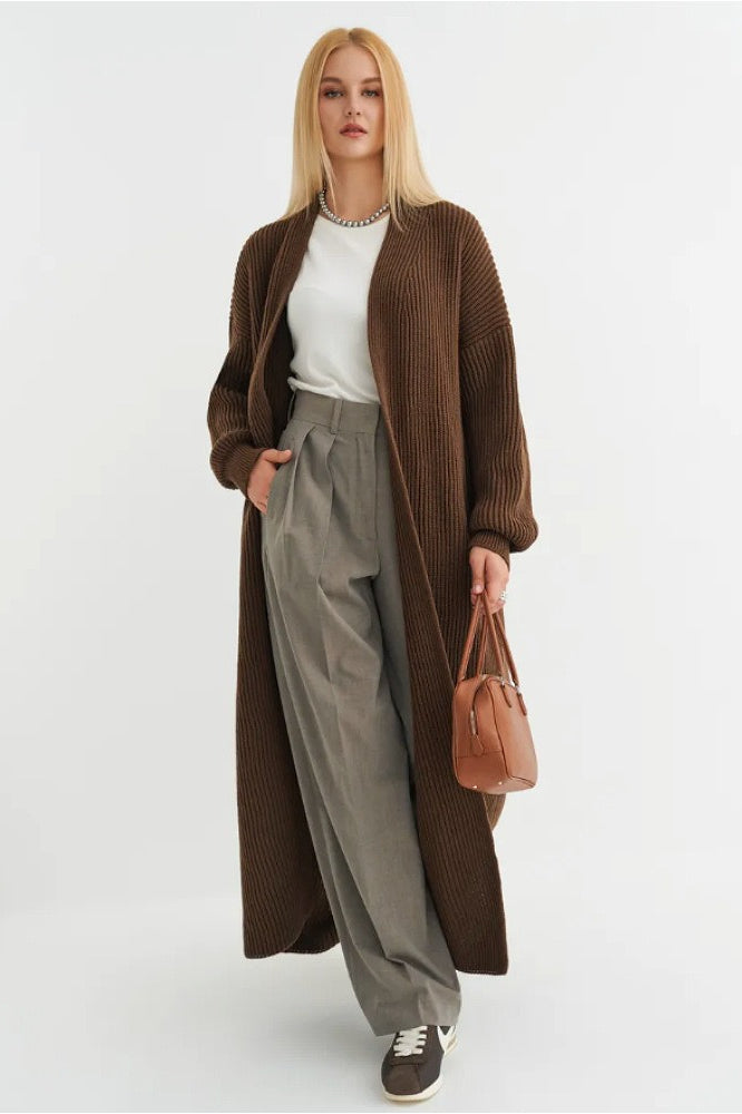 Oversized Long-Length Knit Cardigan image 3