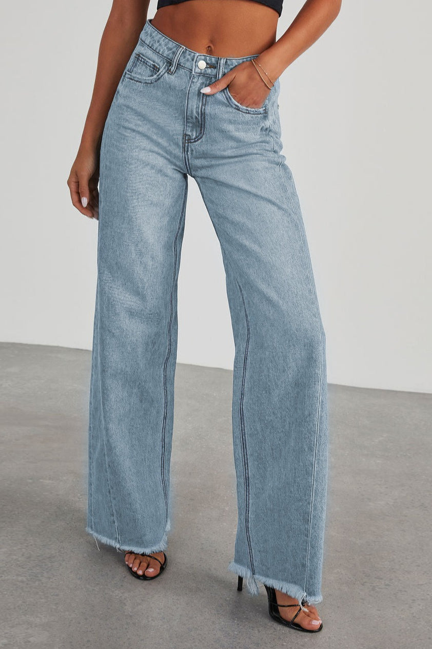 Solid Minimalist Washed Wide Leg Jeans image 6