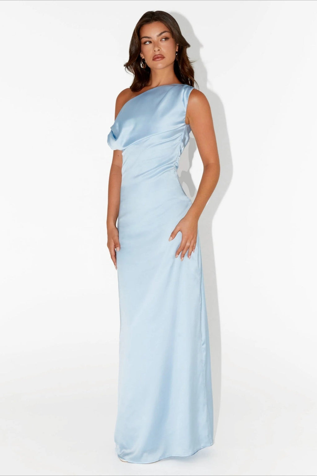 Solid Asymmetric Neckline Formal Dress image 2