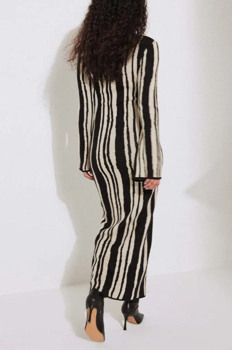 Striped Contrast Slim Knit Sweater Dress image 2