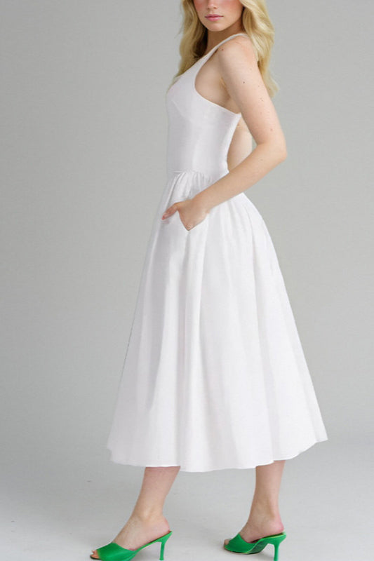 Halter Solid Bodycon Backless Party Dress image 4
