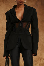 Stylish V-neck Sexy Sheer Mesh Blazer image 3