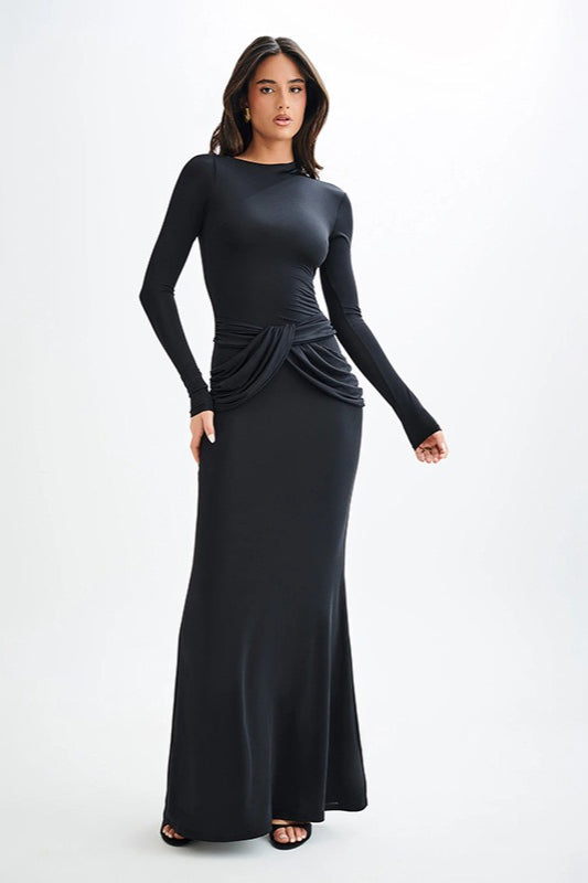 Long Sleeve Crew Neck Maxi Dress image 7