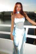 Satin Lace Trim Bodycon Cami Maxi Dress image 4